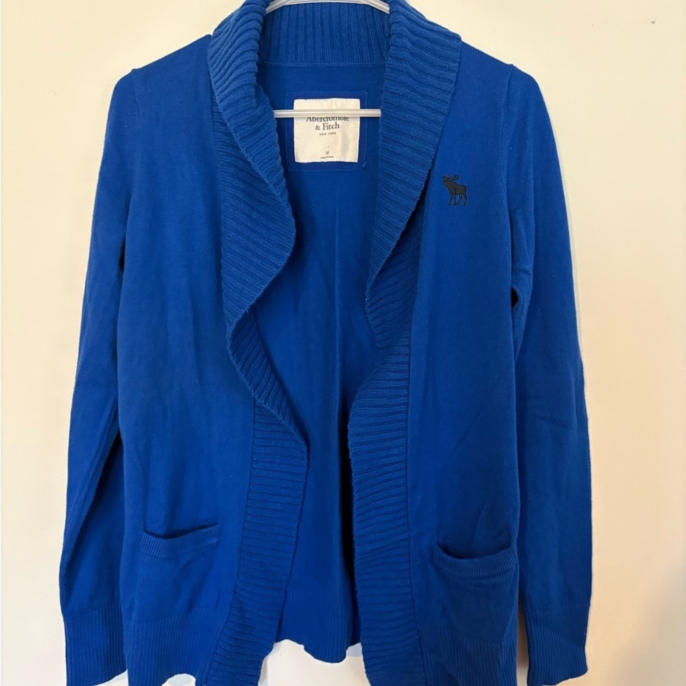 Y2K 00’s Abercrombie & Fitch Blue Open Front Cardigan | casual | cozy | a&f - Picture 2 of 6